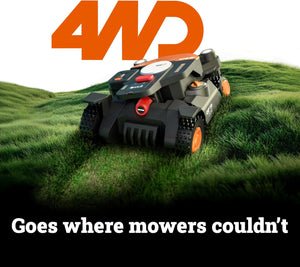 Worx Landroid Vision Cloud 4WD Robot Lawn Mower, No Perimeter Wire Robot Mower for 1/4 Acre, AI Obstacle Avoidance + RTK Cloud Navigation, 84% Slope, Auto Mapping, App Control, Cut-to-Zero, WR341