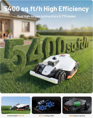 Mammotion LUBA 3 AWD 3000H Robot Lawn Mower for 0.75 Acre, 360° LiDAR+NetRTK+AI Vision Tri-Fusion Positioning, All-Wheel-Drive for 80% Slopes, 30 Multi-Zone Management, Cutting Height 2.2"-4.0"