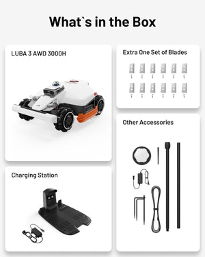 Mammotion LUBA 3 AWD 3000H Robot Lawn Mower for 0.75 Acre, 360° LiDAR+NetRTK+AI Vision Tri-Fusion Positioning, All-Wheel-Drive for 80% Slopes, 30 Multi-Zone Management, Cutting Height 2.2"-4.0"