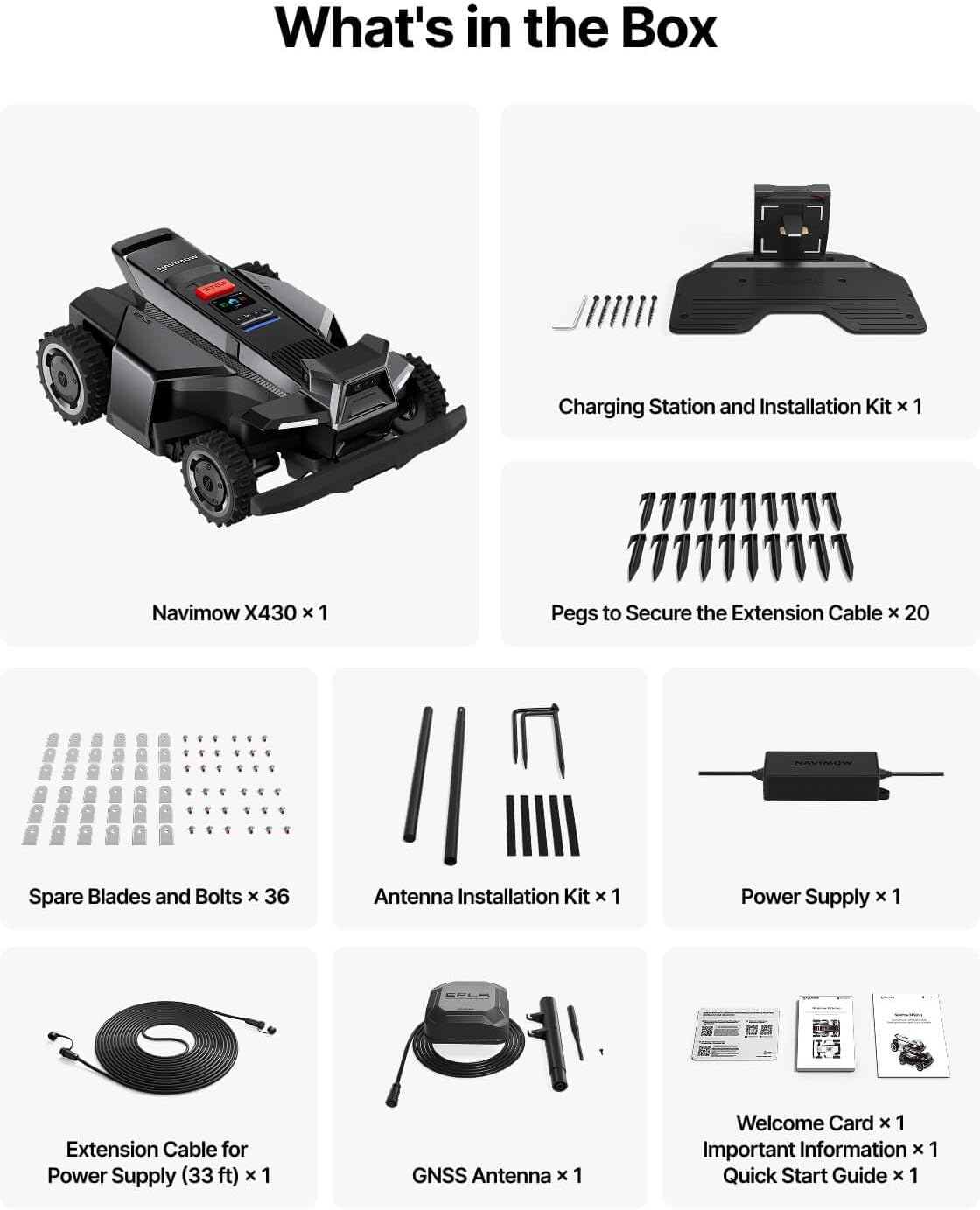 Segway Navimow X430 Robot Lawn Mower Wire Free with Garage X, 4WD for 84% Slopes, Zero-Turn Mowing, Dual 180W Motors, Covers 1 Acre (Garage Shipped Separately)