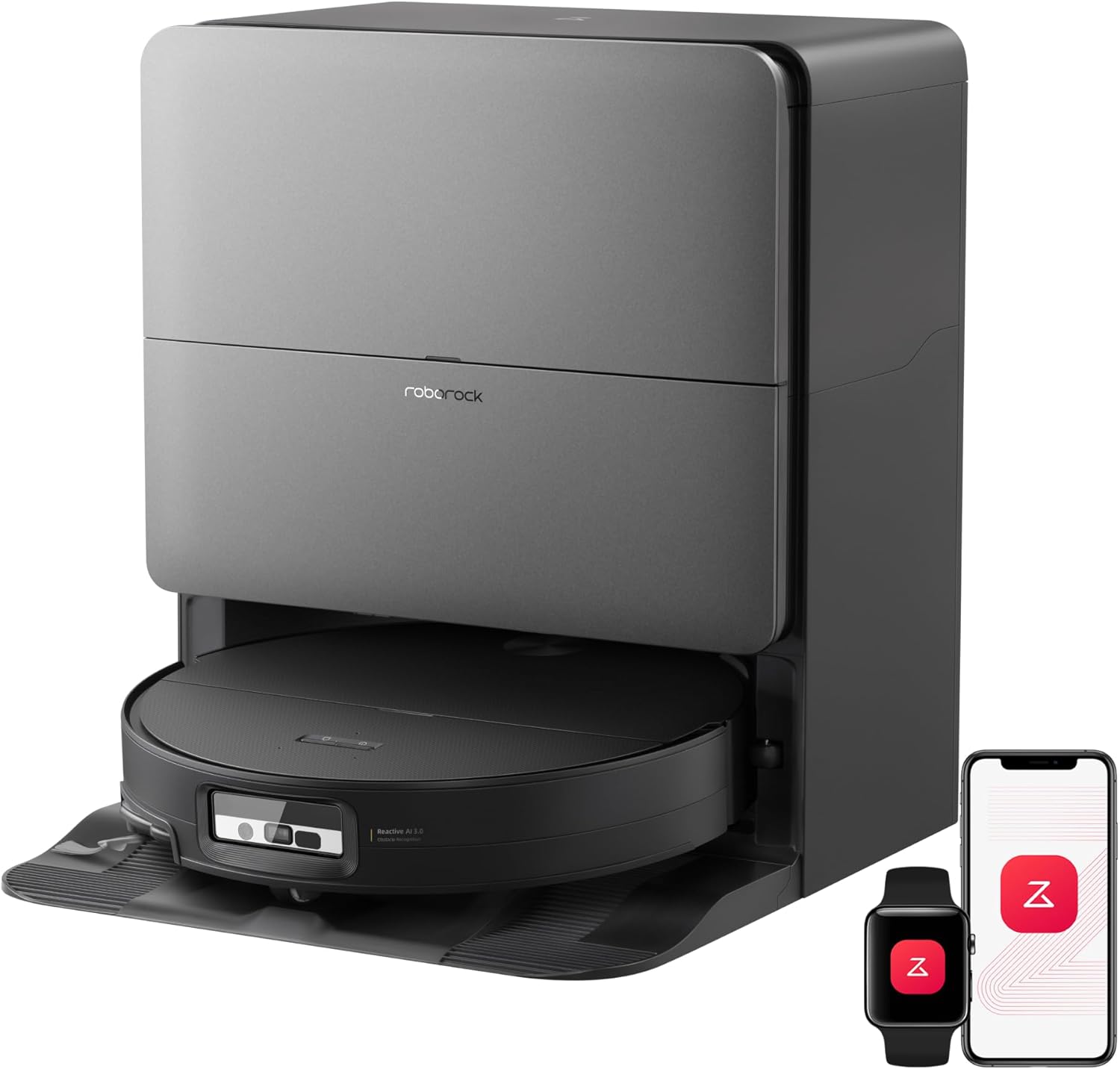 roborock Saros 20 Sonic Robotstofzuiger en Dweilrobot, VibraRise 5.0 Dweilsysteem, 36.000 Pa Zuigkracht, Ontwijk 300+ Obstakels, AdaptiLift Chassis 3.0, FlexiArm Riser, Gloednieuwe RockDock, Zwart
