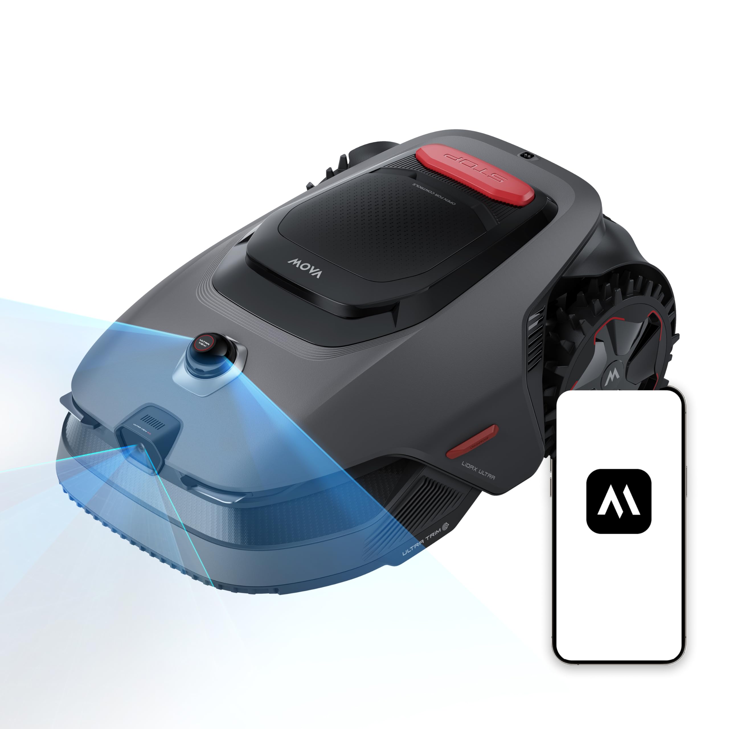 MOVA LiDAX Ultra 2000 Robot Lawn Mower with 4G for 0.5 Acre, No Wire No RTK+360° 3D LiDAR+AI Vision Auto Mapping, Zero-Edge Cutting, Cut Height 1.2"-3.9", 45% Slope, 150 Mowing Zones, Anti-Theft
