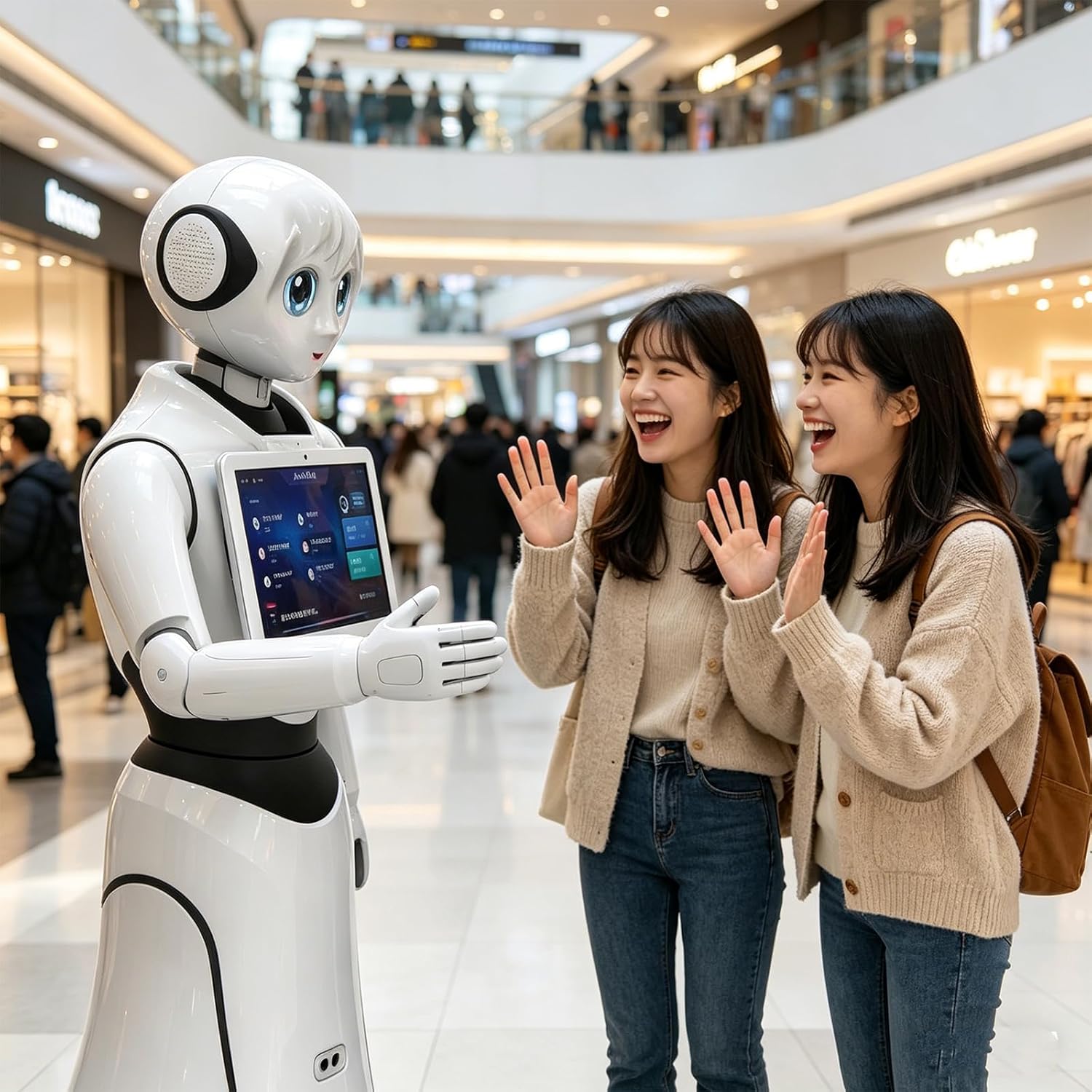 AI Interactive Service Robot with Touch Screen, Voice Interaction, Smart Navigation, Obstacle Avoidance for Hotel, Restaurant, Airport and Mall Greeting