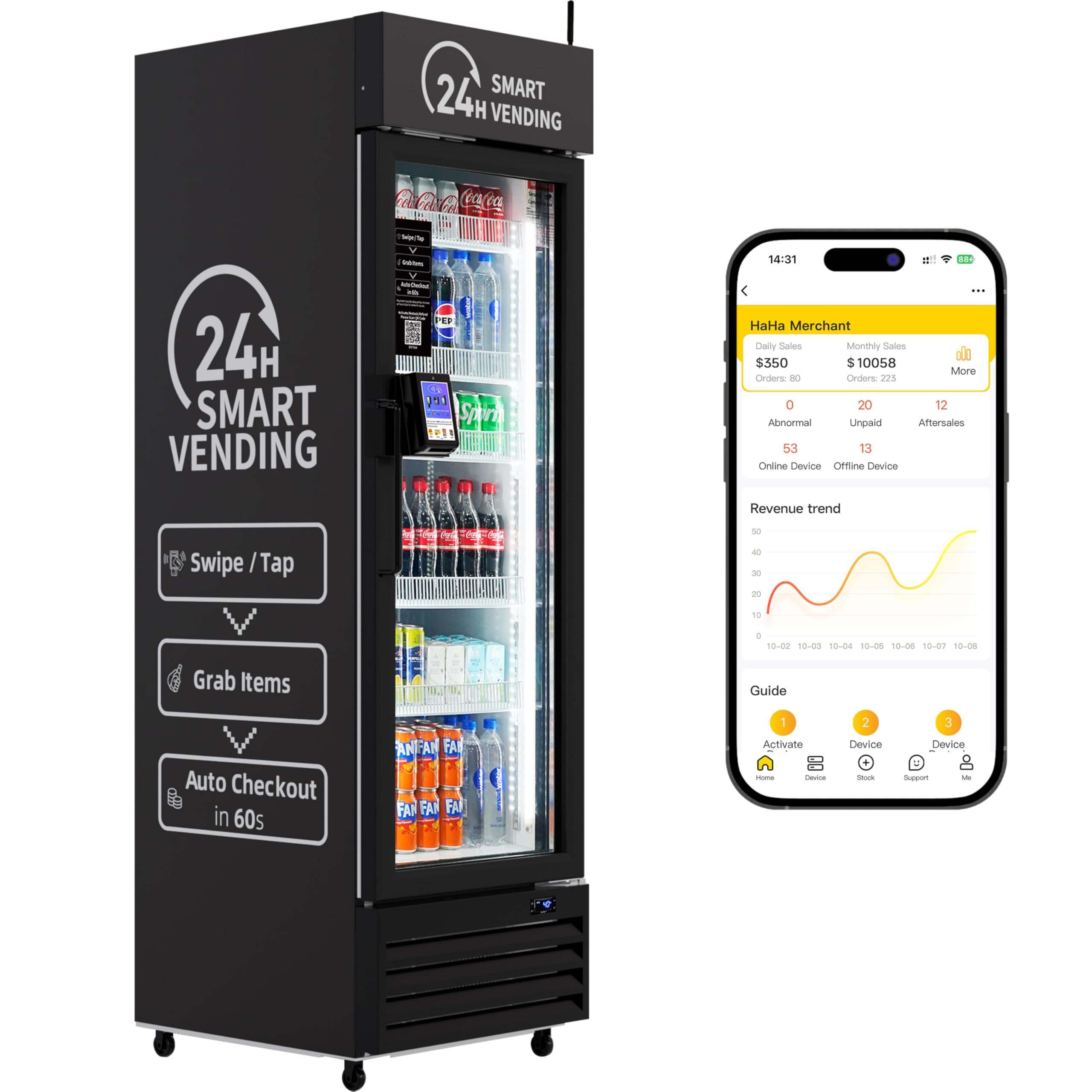 Smart Combo Vending Machine for Business with AI Technology Vending Machine for Sale, Card Reader & App Control Refrigerated Commercial US-360