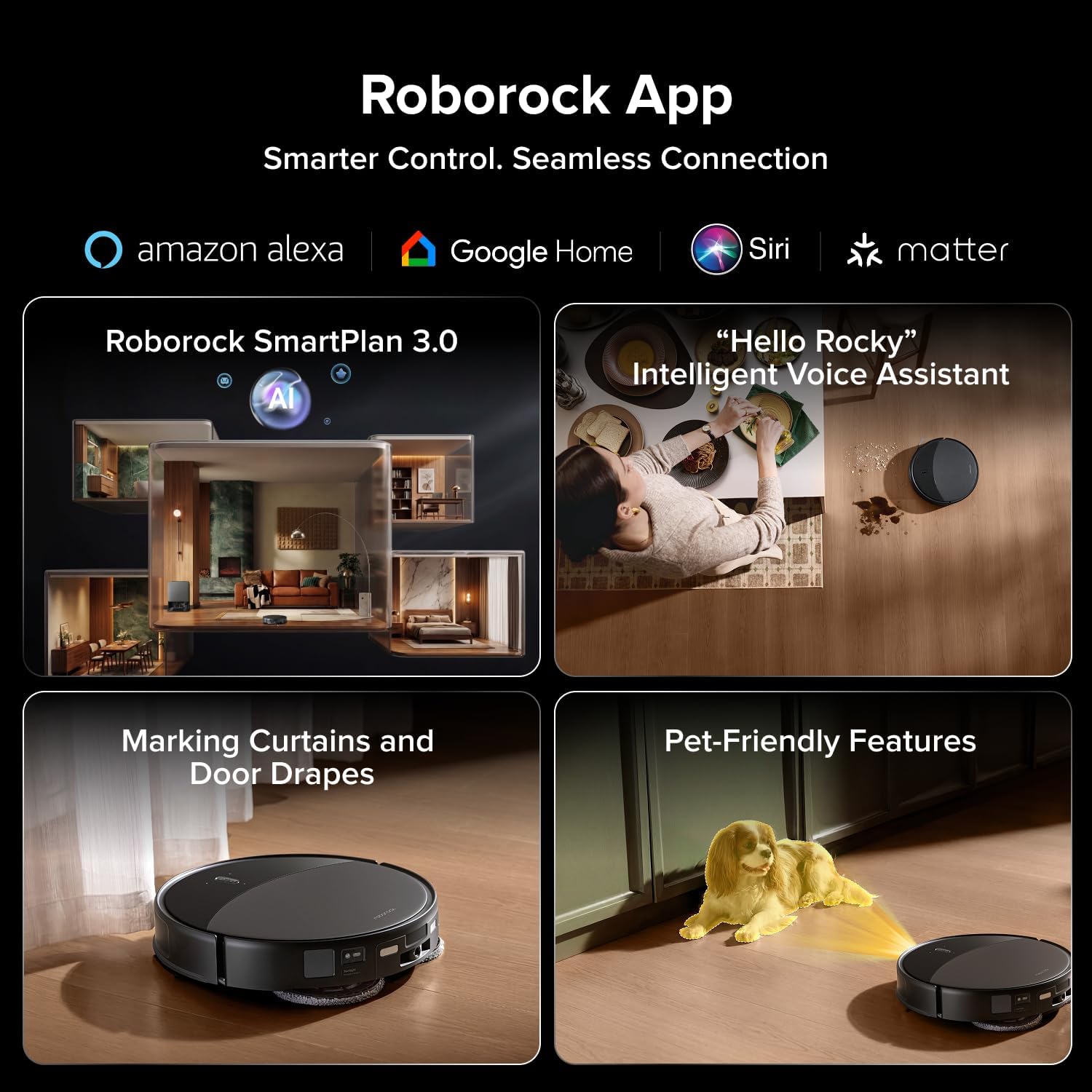 roborock Saros 20 Robot Vacuum and Mop, 3.46 in Double-Layer Threshold, 36,000 Pa, 3.14’’ Ultra Slim, Zero-Tangling for Pet Hair, 212°F Hot Water Wash, AI Powered Smart Cleaning for Carpet, Black