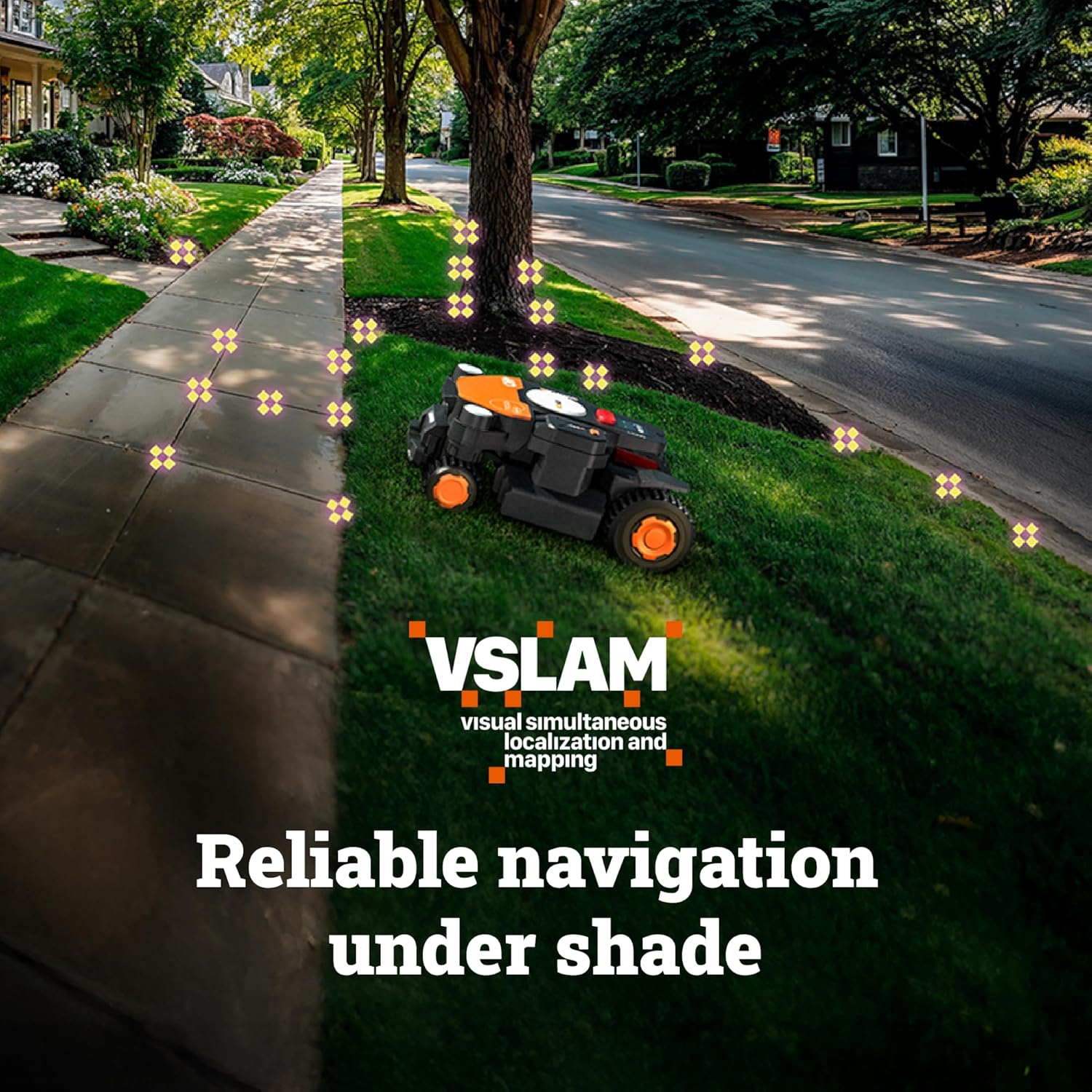 Worx Landroid Vision Cloud 4WD Robot Lawn Mower, No Perimeter Wire Robot Mower for 1/4 Acre, AI Obstacle Avoidance + RTK Cloud Navigation, 84% Slope, Auto Mapping, App Control, Cut-to-Zero, WR341