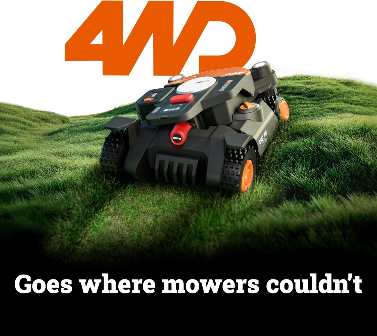 Worx Landroid Vision Cloud 4WD Robot Lawn Mower, No Perimeter Wire Robot Mower for 1/4 Acre, AI Obstacle Avoidance + RTK Cloud Navigation, 84% Slope, Auto Mapping, App Control, Cut-to-Zero, WR341