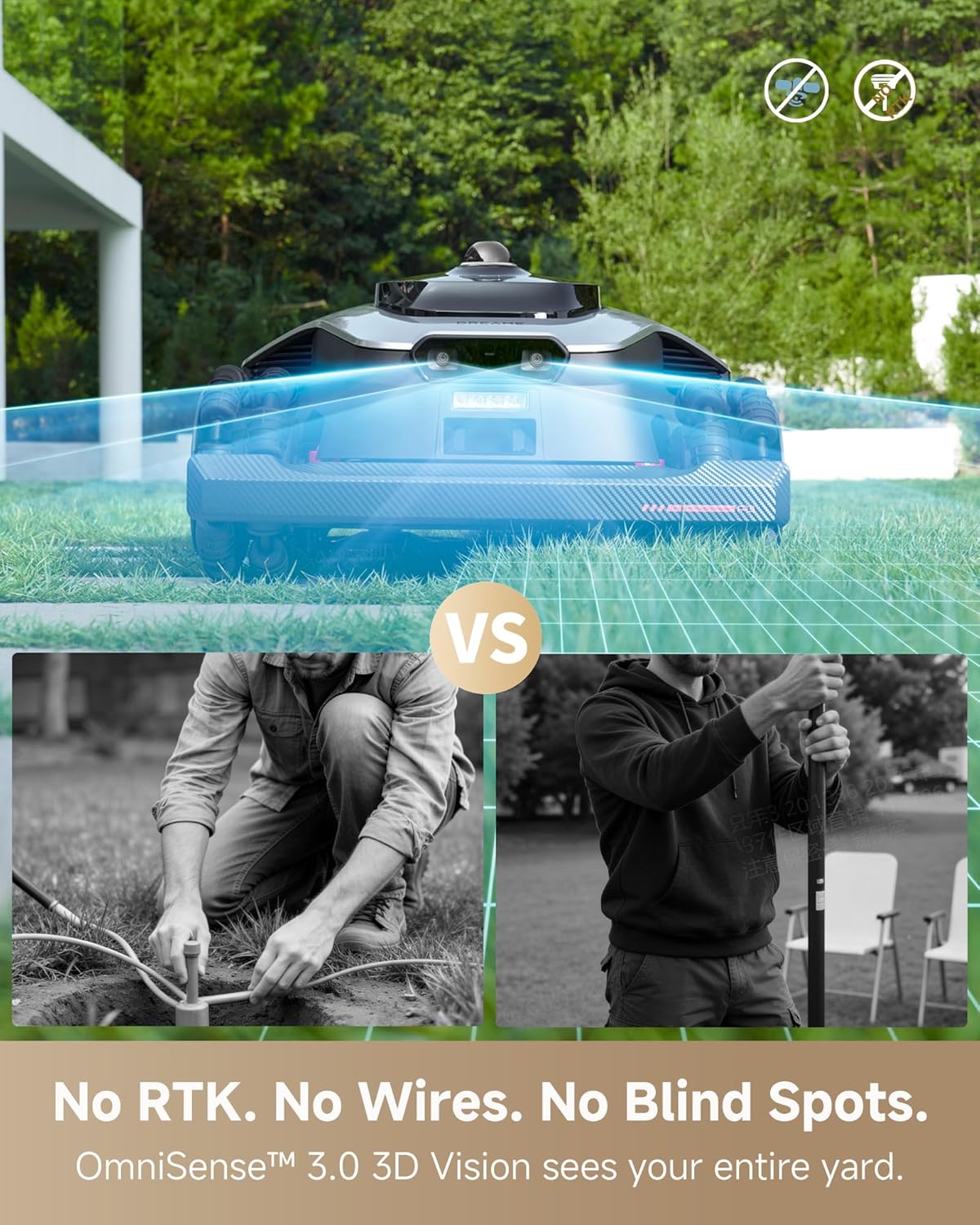 DREAME LiDAR 3500 Robot Lawn Mower A3 AWD Pro Wire Free No RTK, 4WD for 38.7° Slopes, Dual AI Vision Robotic Lawn Mowers,Dual-Disc Cutting 15.8" Width, Smart Zero-Edge, App Control for 0.87 Acre