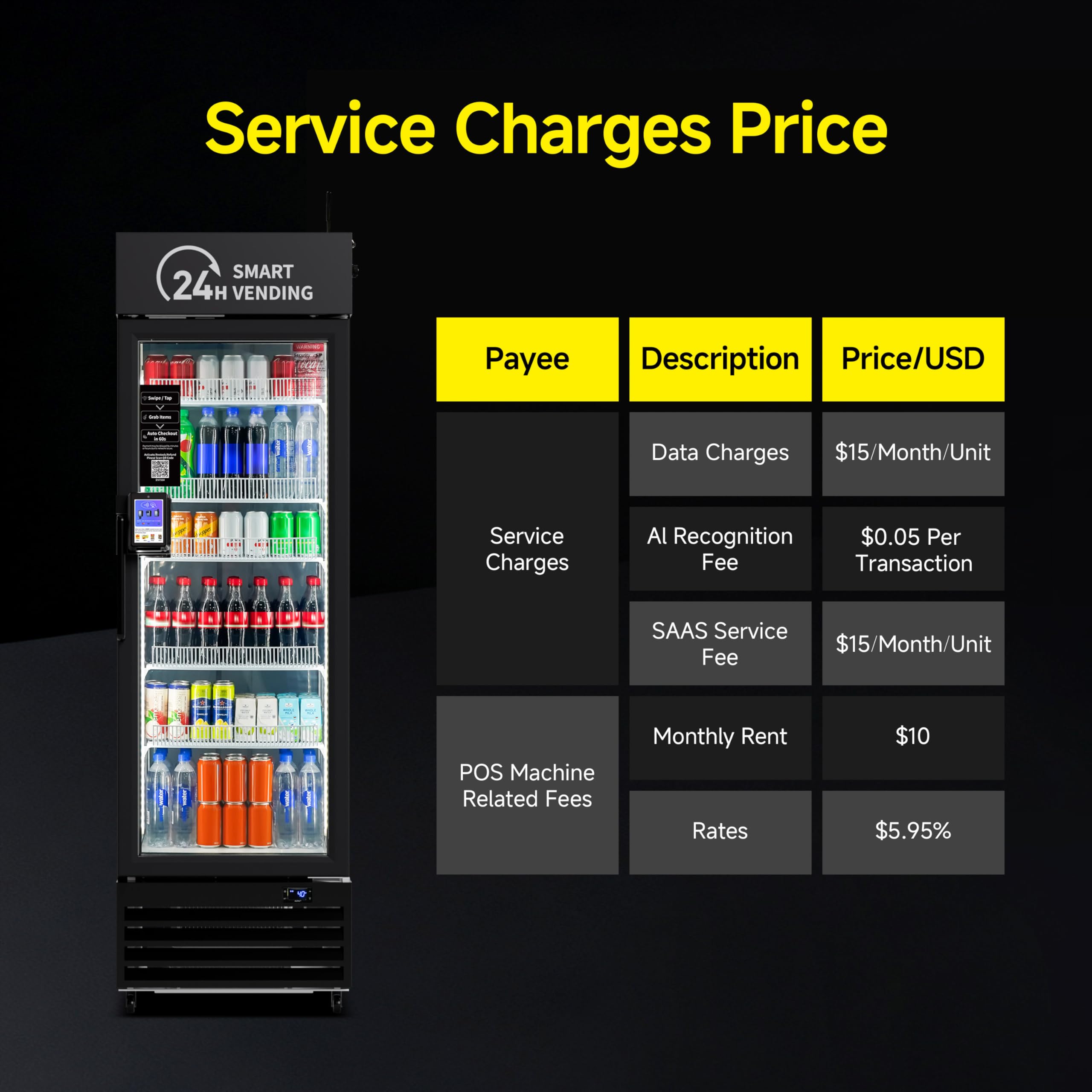 Smart Combo Vending Machine for Business with AI Technology Vending Machine for Sale, Card Reader & App Control Refrigerated Commercial US-360