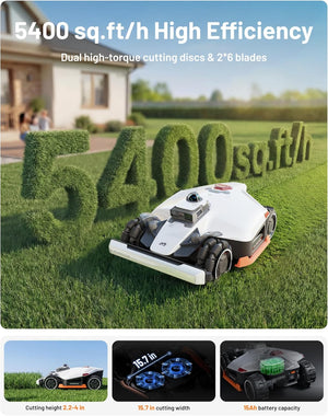 Mammotion LUBA 3 AWD 5000H Robot Lawn Mower with Garage, 1.25 Acres, 360° LiDAR+NetRTK+AI Vision, All-Wheel-Drive for 80% Slopes, 50 Multi-Zone Management, Cutting Height 2.2"-4.0"