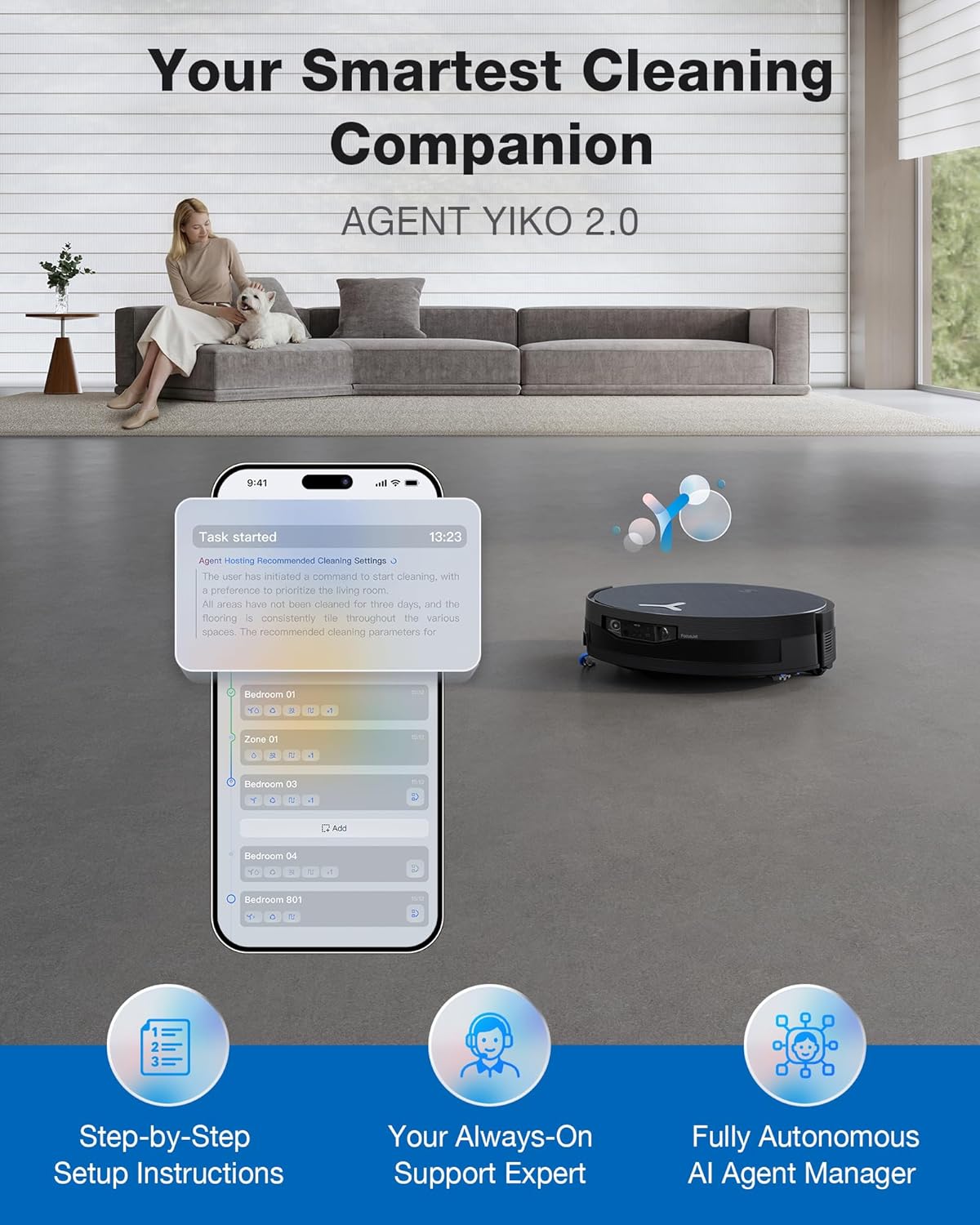 ECOVACS DEEBOT X12 OMNICYCLONE Robot Vacuum and Mop, 22000Pa Suction, FocusJet Pre-Spray, Bagless Dust Station, OZMO Self-Washing Mop, TruEdge Cleaning, ZeroTangle, AIVI 3D AI Navigation