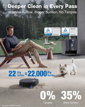 ECOVACS DEEBOT X12 OMNICYCLONE Robot Vacuum and Mop, 22000Pa Suction, FocusJet Pre-Spray, Bagless Dust Station, OZMO Self-Washing Mop, TruEdge Cleaning, ZeroTangle, AIVI 3D AI Navigation