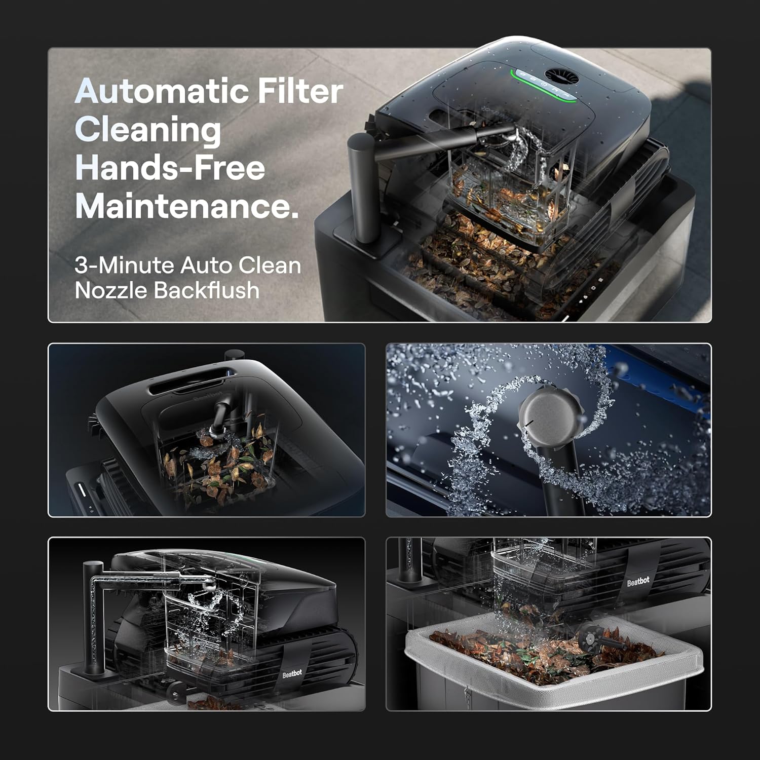 Beatbot Aquasense X Robotic Pool Cleaner with AstroRinse Cleaning Station — Hands-Free Cleaning, AI Vision, All-in-One Cleaning, Smart Navigation, Debris Detection, 23L Debris Bin, Voice Control