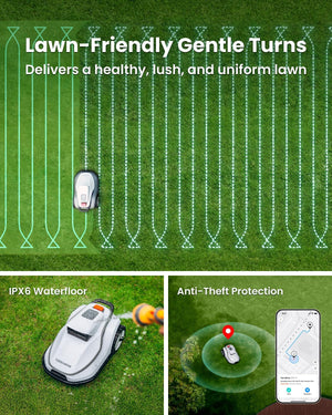 TerraMow V1000 Robot Lawn Mower, Tri-AI Vison Technology Without Wire/RTK/Signal Issues, Auto Mapping, Max 0.3 Acres, Vision Navigation, AI Obstacles Avoidance, 100% Hands Free for Complex Gargen Mow