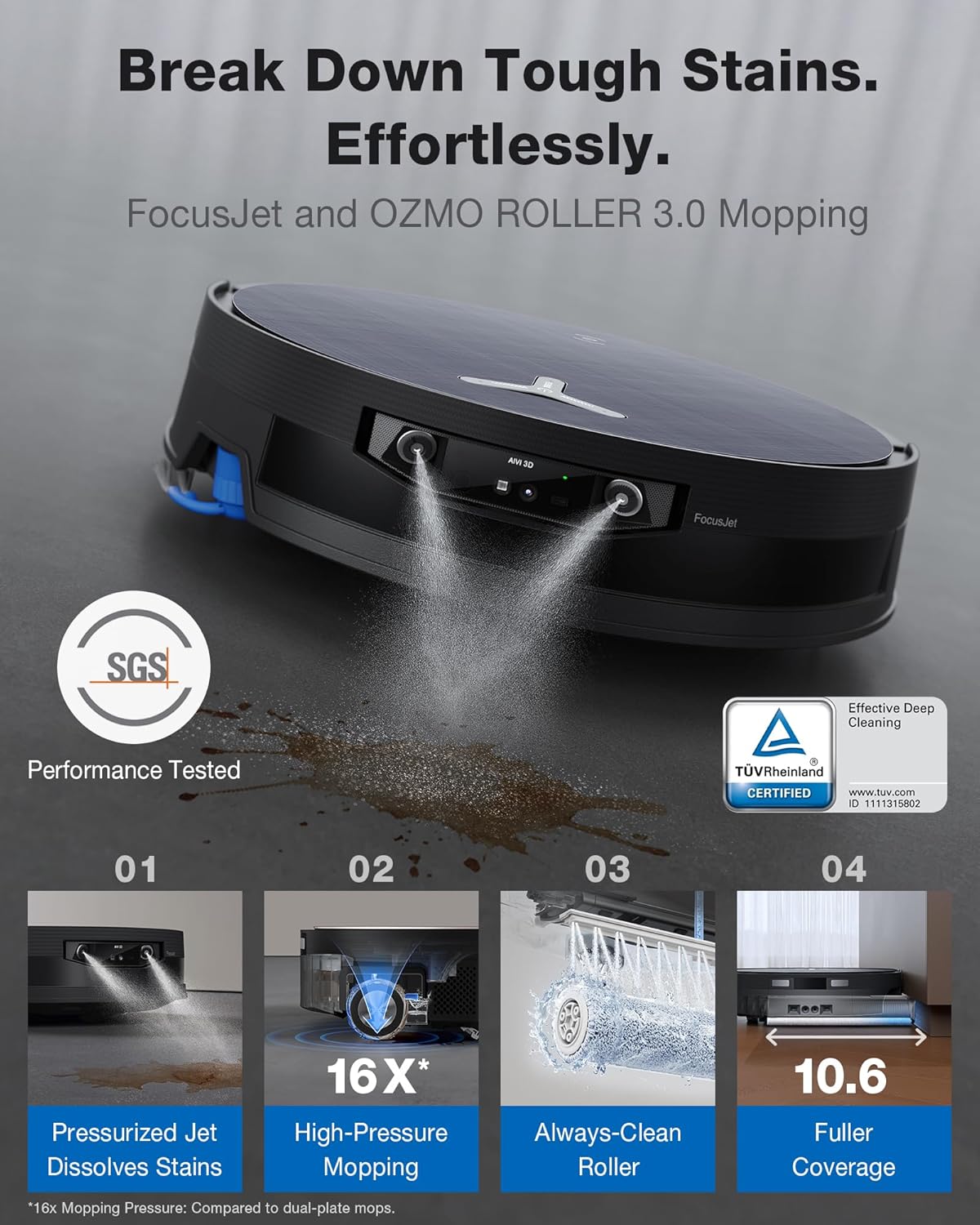 ECOVACS DEEBOT X12 OMNICYCLONE Robot Vacuum and Mop, 22000Pa Suction, FocusJet Pre-Spray, Bagless Dust Station, OZMO Self-Washing Mop, TruEdge Cleaning, ZeroTangle, AIVI 3D AI Navigation
