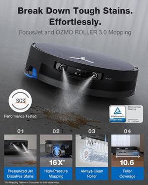 ECOVACS DEEBOT X12 OMNICYCLONE Robot Vacuum and Mop, 22000Pa Suction, FocusJet Pre-Spray, Bagless Dust Station, OZMO Self-Washing Mop, TruEdge Cleaning, ZeroTangle, AIVI 3D AI Navigation