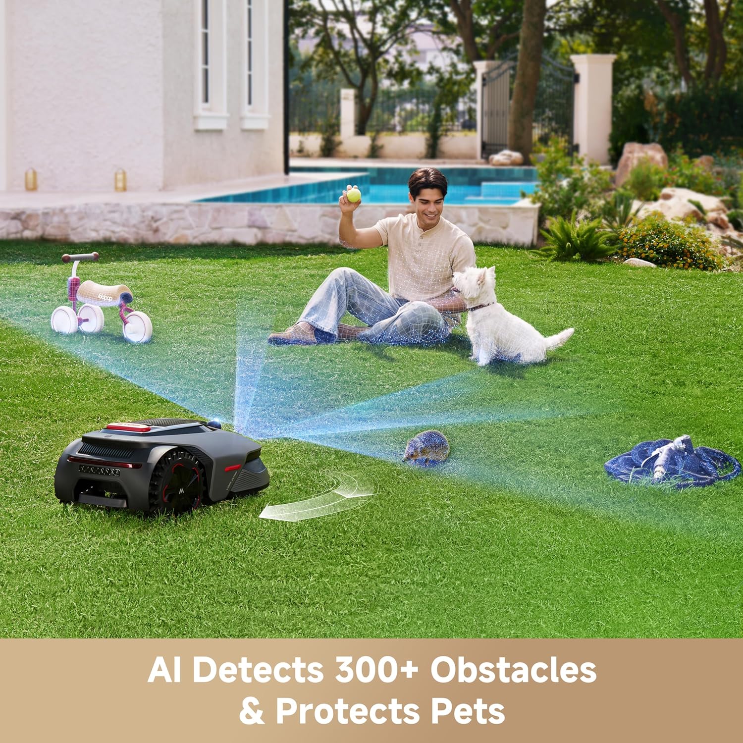 MOVA LiDAX Ultra 2000 Robot Lawn Mower with 4G for 0.5 Acre, No Wire No RTK+360° 3D LiDAR+AI Vision Auto Mapping, Zero-Edge Cutting, Cut Height 1.2"-3.9", 45% Slope, 150 Mowing Zones, Anti-Theft