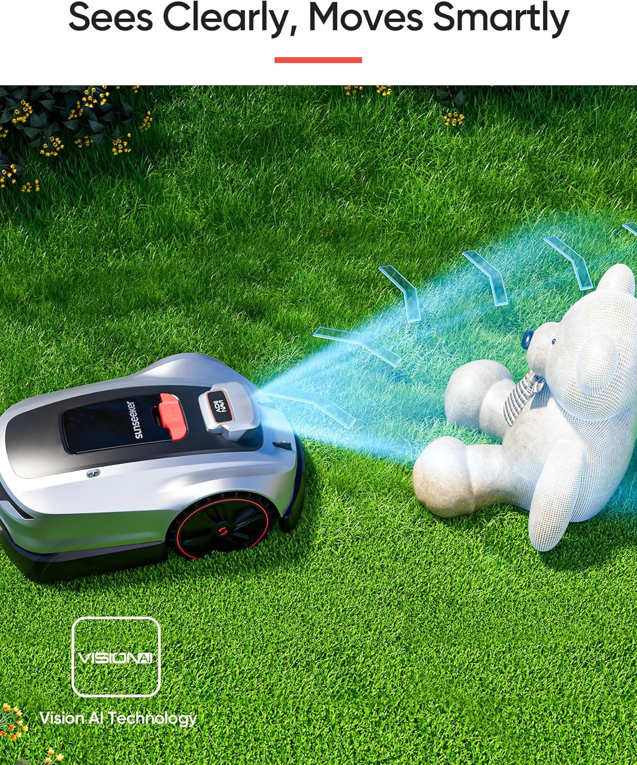 Sunseeker X3 Plus Robot Lawn Mower no Wire,0.3 Acre/13,000 Sq. Ft,Smart APP Control, AI & RTK Navigation, 6 Muti-Zone, Path Planning, for Small/Medium Yards, Included a Set of Blades.