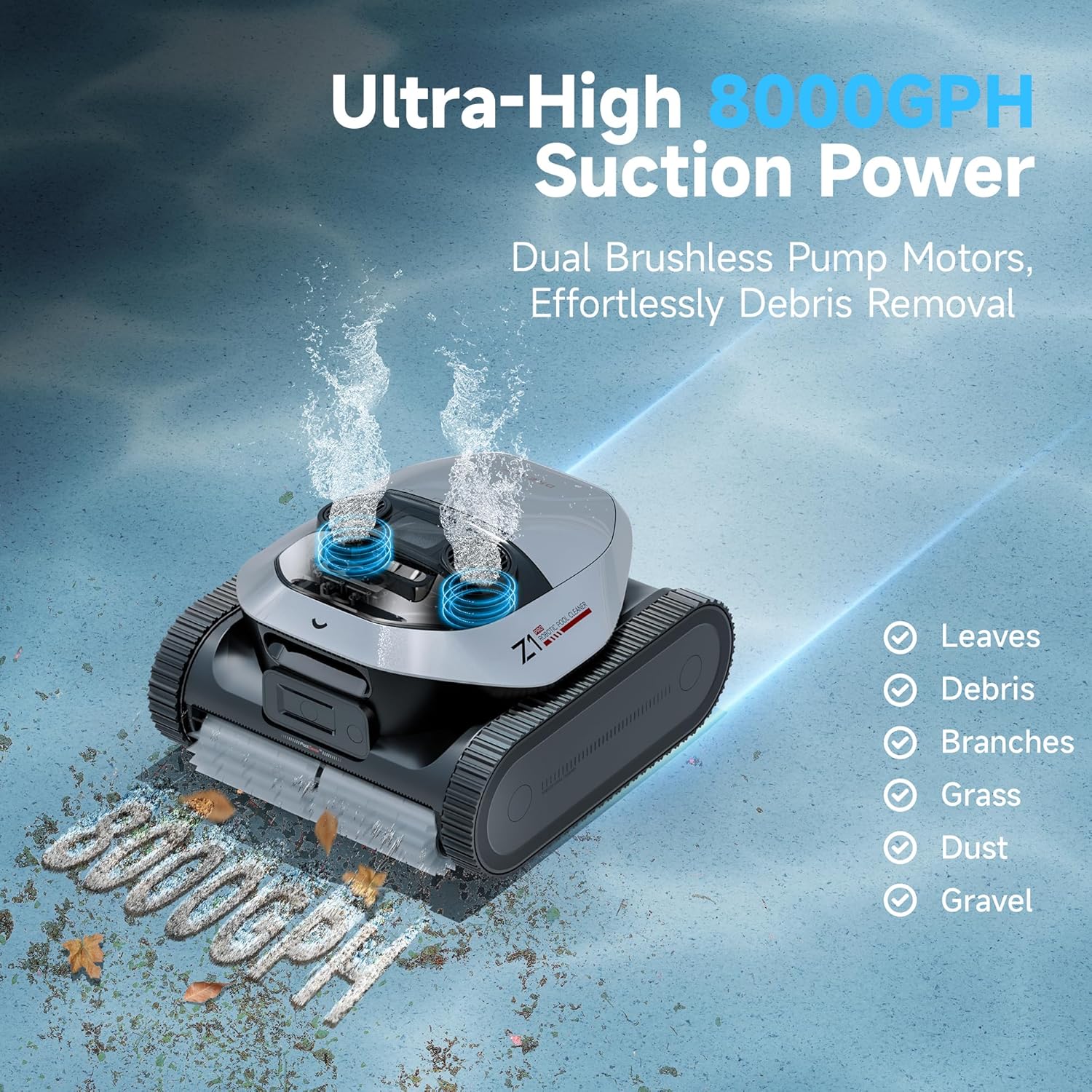 DREAME Z1 Pro Cordless Robotic Pool Cleaner | 8000 GPH | LiFi & App Control