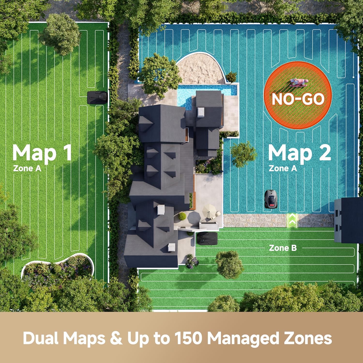 MOVA LiDAX Ultra 2000 Robot Lawn Mower with 4G for 0.5 Acre, No Wire No RTK+360° 3D LiDAR+AI Vision Auto Mapping, Zero-Edge Cutting, Cut Height 1.2"-3.9", 45% Slope, 150 Mowing Zones, Anti-Theft